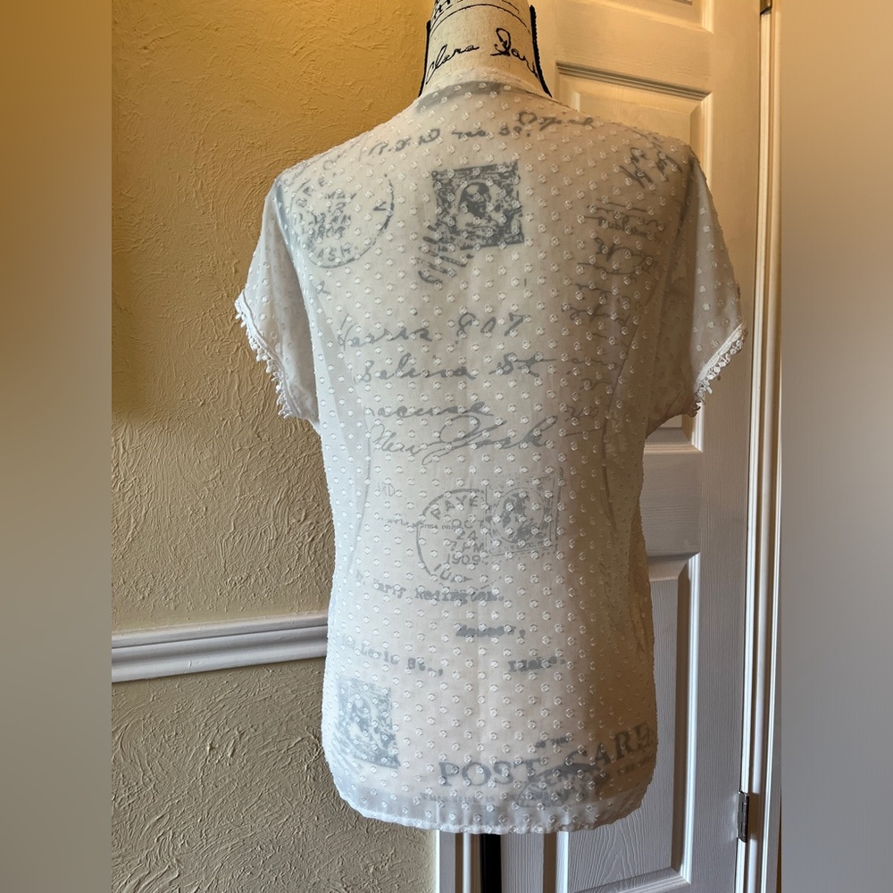 The Limited White Swiss Dot Lace Top Cap Sleeve Size S Small EUC - Picture 2 of 8